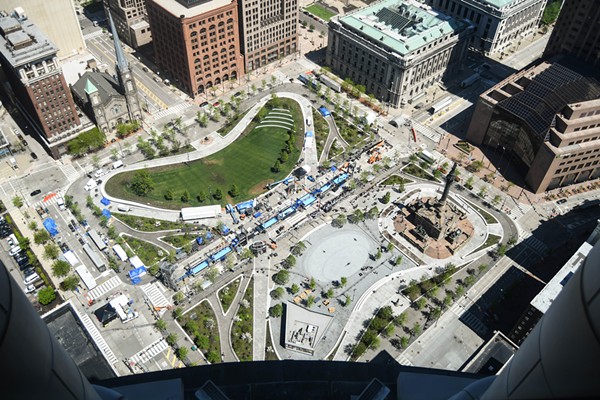 The view of Public Square as seen from the Terminal Tower observation deck. - Photo via Erik Drost/Flickr CC