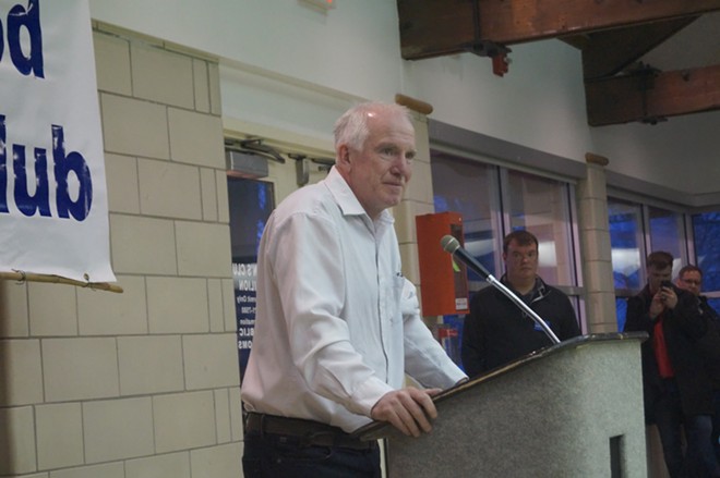 Martin Sweeney addresses the Lakewood Democratic Club (3/29/18), - SAM ALLARD / SCENE