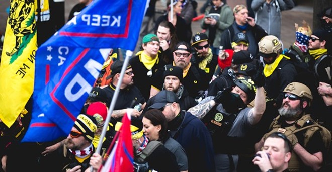 The "Million MAGA March" saw Proud Boys gather in Washington, D.C. in December. - Johnny Silvercloud / Shutterstock.com