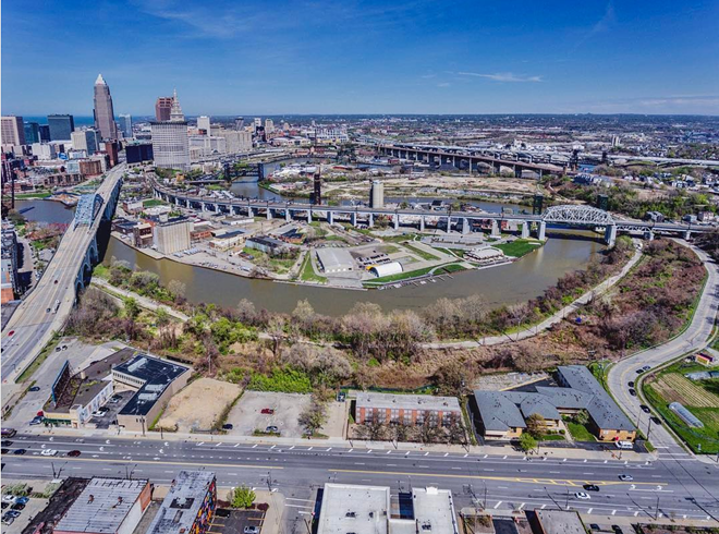 Overhead view of Irishtown Bend, that could soon become one of Cleveland's premier parks. - PHOTO VIA AERIALAGENTS/INSTAGRAM
