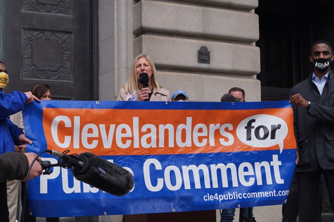 Ward 15 Councilwoman Jenny Spencer speaks in favor of adding a public comment period at Cleveland City Council meetings, (4/12/21). - SAM ALLARD / SCENE