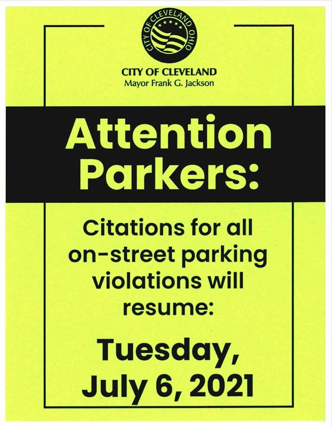 Parking tickets are back next week - City of Cleveland