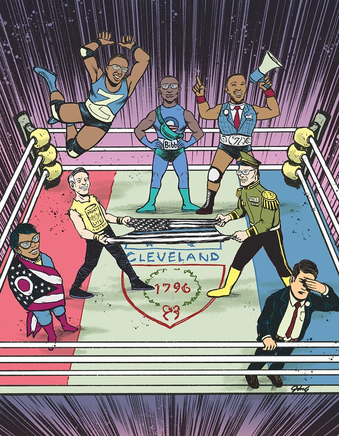 It's a battle royale to emerge from the Cleveland mayoral primary - Illustration by John G.