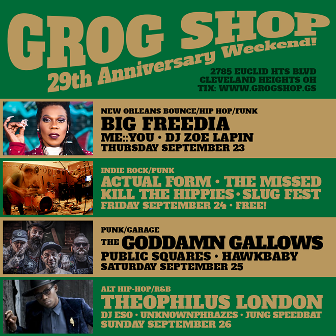 Flyer for Grog Shop's anniversary weekend. - COURTESY OF THE GROG SHOP