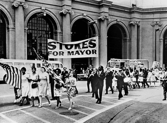Stokes supporters march in front of Tower City in 1967 - Cleveland Memory Project/Cleveland Press