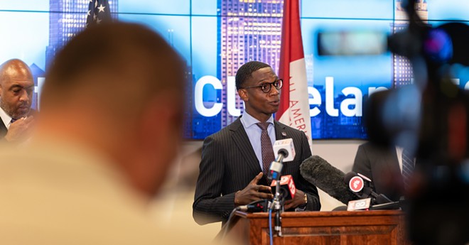 Cleveland Mayor Justin Bibb discusses steps the city has taken to improve policing in the city and toward ending federal oversight of the Cleveland Division of Police. - DANIEL LOZADA FOR THE MARSHALL PROJECT