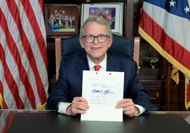 Gov. Mike DeWine after signing the $74 billion, two-year state budget. - Ohio Gov. Office