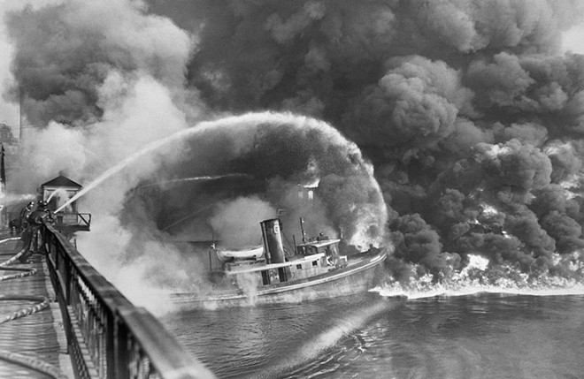 A 1952 fire on the Cuyahoga River caused more than $1.5 million in damages. - (Tullio Saba/Flickr)
