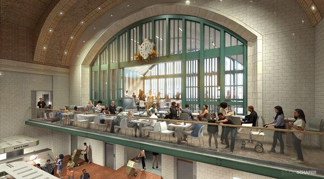 A restaurant-style seating space would create the long-needed place for visitors to eat and chat. A sizable event venue behind it, Spitzer said, could be highly lucrative as a spot for weddings. - City Hall