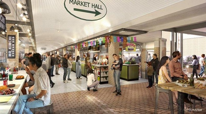 A rendering of the proposed "East Arcade" of the West Side Market envisions the now vacant space as a 21st century food hall. Stakeholders are currently planning how to properly fund it. - City Hall