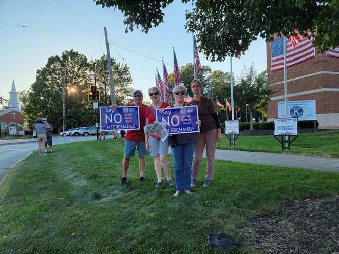 Brunswick and Strongsville residents rallied against the interchange outside a Strongsville City Council Meeting. - Maria Elena Scott