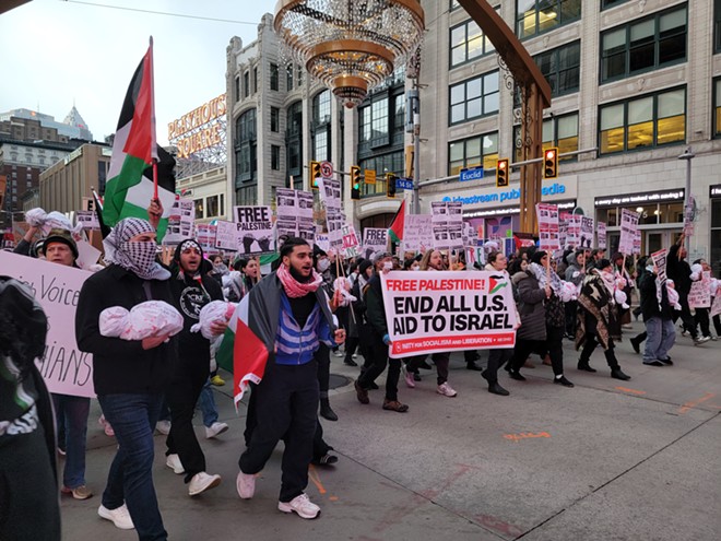 Pro-Palestinian Protestors Call for Action Outside Greater Cleveland Partnership Leadership Event