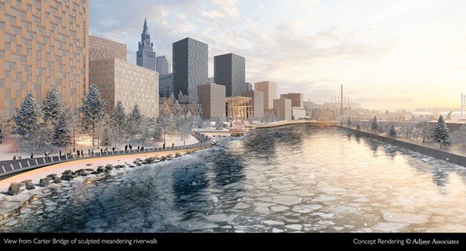 A rendering of Bedrock's riverfront plans, which would receive a financial boost from the proposed TIF - Photo / Adjaye Associates