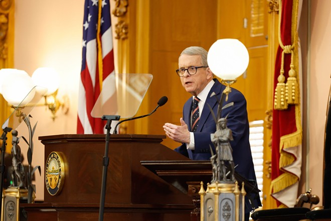 COLUMBUS, OH — JANUARY 31: Ohio Governor Mike DeWine gives the State of the State Address, January 31, 2023, in the House Chamber at the Statehouse in Columbus, Ohio. - Photo by Graham Stokes for Ohio Capital Journal