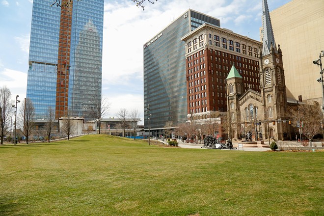 Ironically, Public Square's Gund Foundation Green was empty on Monday, prompting questions about how stakeholders will help populate the space outside of major events. - Mark Oprea