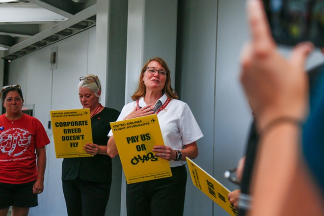 Melinda Beal, a flight attendant, announced the approval of a strike at 1 p.m. Wednesday. It was the first time since 2005 that the AFA authorized a strike at this level. - Mark Oprea