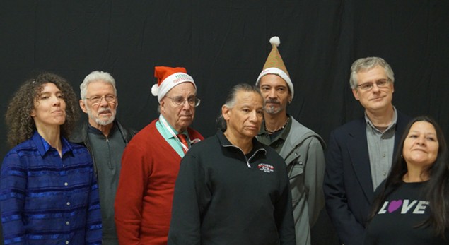 Local Native Americans and their legal team announce trademark petition at annual Christmas party. - Sam Allard / Scene
