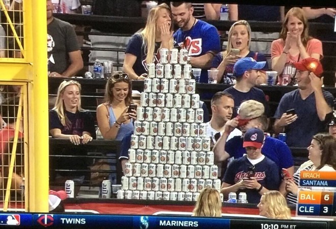 This Gigantic Beer Can Pyramid Was Probably the Best Thing to Happen at Progressive Field Over the Weekend