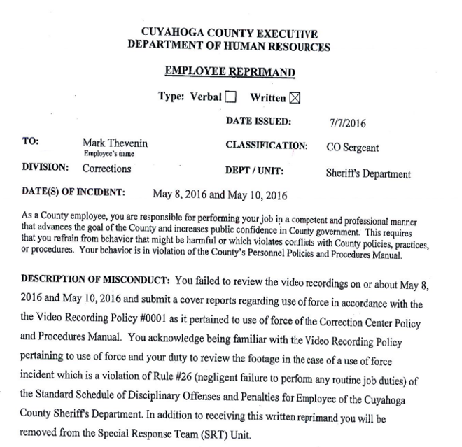 Cuyahoga County Jail Supervisor Disciplined After Failing to Properly Review Use of Force Cases (2)