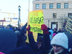 Hundreds Protest and March Against President's Muslim Travel Ban in Cleveland