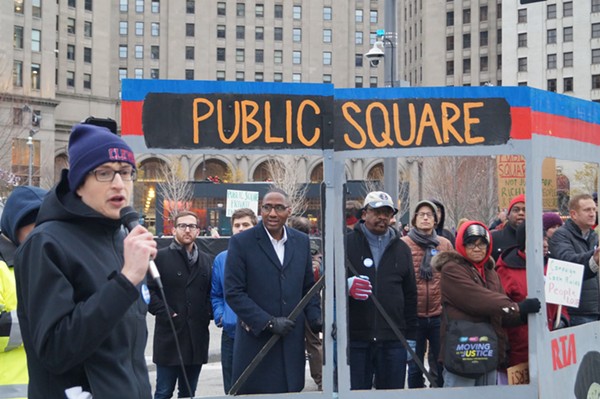 Councilman Zack Reed and others at a Public Square rally. - SAM ALLARD / SCENE