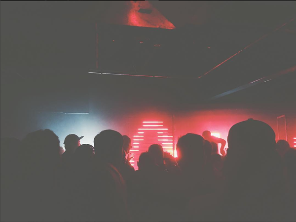 Com Truise playing his vintage robotic synth music to an enthuastic crowd at Grog Shop last night. - Image via stefanybee/Instagram