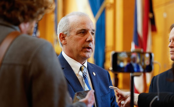Ohio Senate President Matt Huffman, R-Lima, speaks with reporters after the Ohio Senate session, February 8, 2023, in the Senate Chamber at the Statehouse in Columbus, Ohio.
