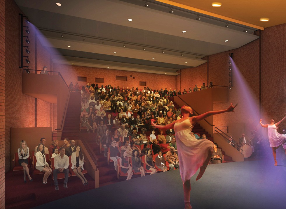 Architectural rendering of new Jelliffe Theater.