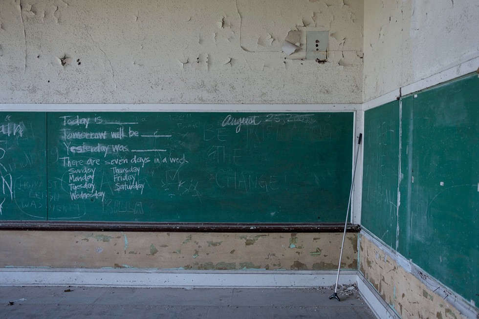 A chalkboard in a New Orleans School