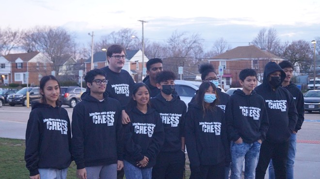 The John Marshall High School Chess Team, before boarding bus to nationals in Memphis.