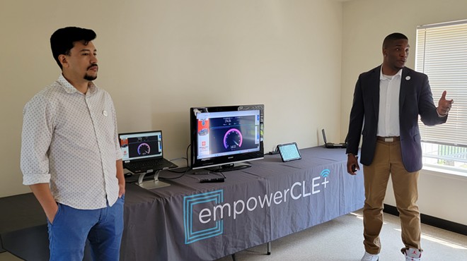 Rolando Alvarez and Joshua Edmonds demonstrate EmpowerCLE+ internet speeds.