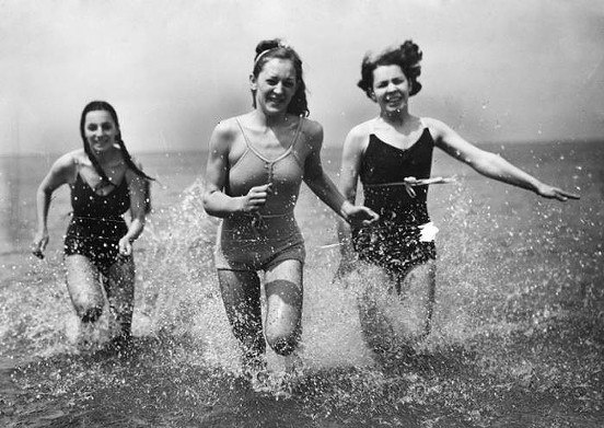 Women emerging from Lake Erie, 1938