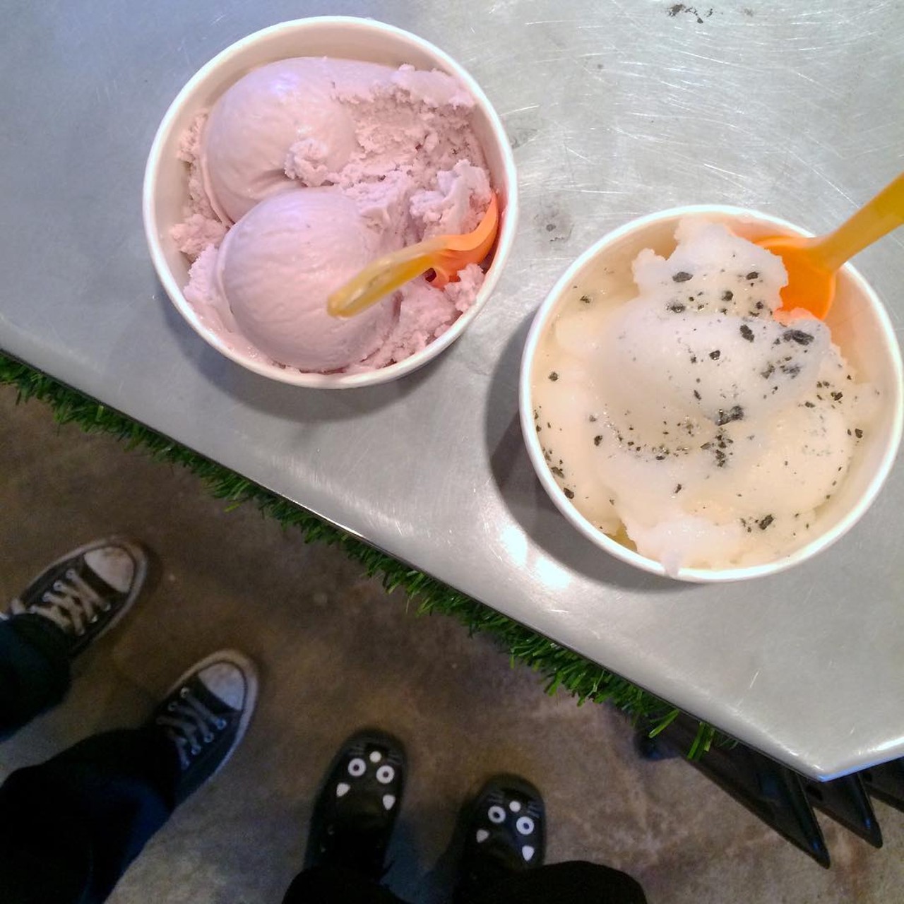 Blueberries and Cream on the left. Margarita with Black Salt on the right. #cleicecream #thisiscle