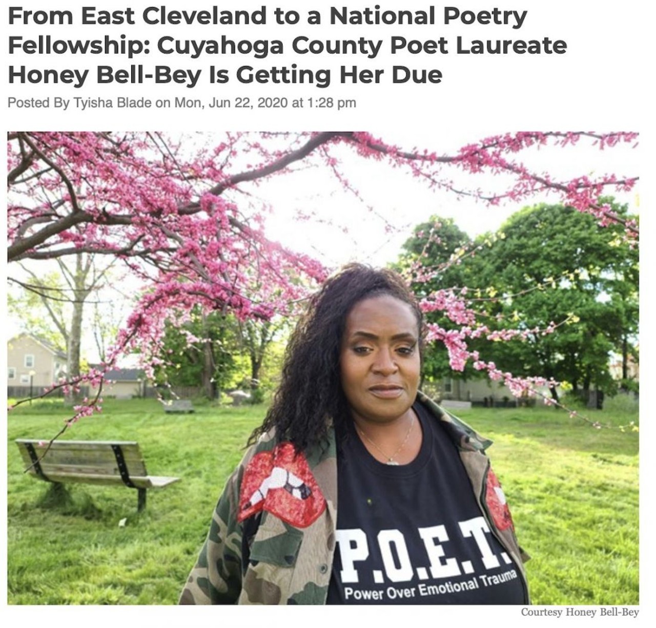  &#147;From East Cleveland to a National Poetry Fellowship: Cuyahoga County Poet Laureate Honey Bell-Bey Is Getting Her Due&#148;
June 22nd
&#147;Cuyahoga County poet laureate Honey Bell-Bey recently received an award from the Academy of American Poets Laureate Fellowships. The prizes, $50,000 to $100,000 in range, are unrestricted awards given to commend poets appointed to serve in civic positions.&#146;&#148;
Photo via Scene Archives