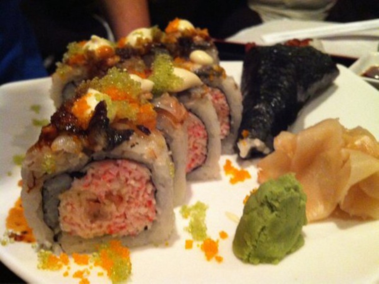 Shuhei  - Beachwood: This traditional Japanese sushi restaurant offers a vegan's dream roll. Their Vegetarian Hand Roll Heaven consists of a selection of five different hand rolls: all seasonal vegetables like peppers, Shitake mushrooms, Kaiware daikon, asparagus & green bean.