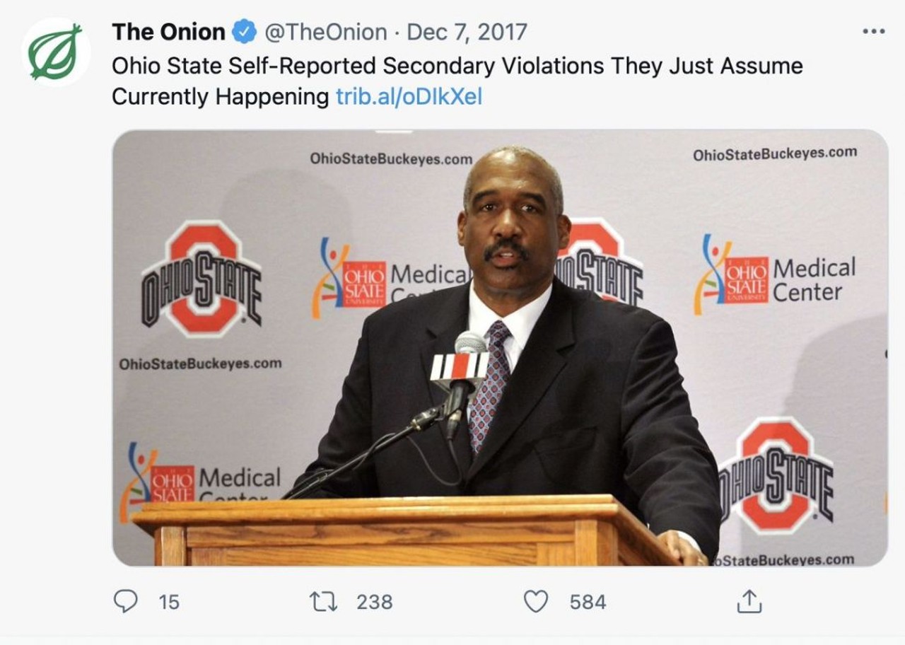  Ohio State Self-Reported Secondary Violations They Just Assume Currently Happening
&#147;At press time, the NCAA had released a statement saying they assumed they were already closely monitoring the university for some recruiting bullshit.&#148;
