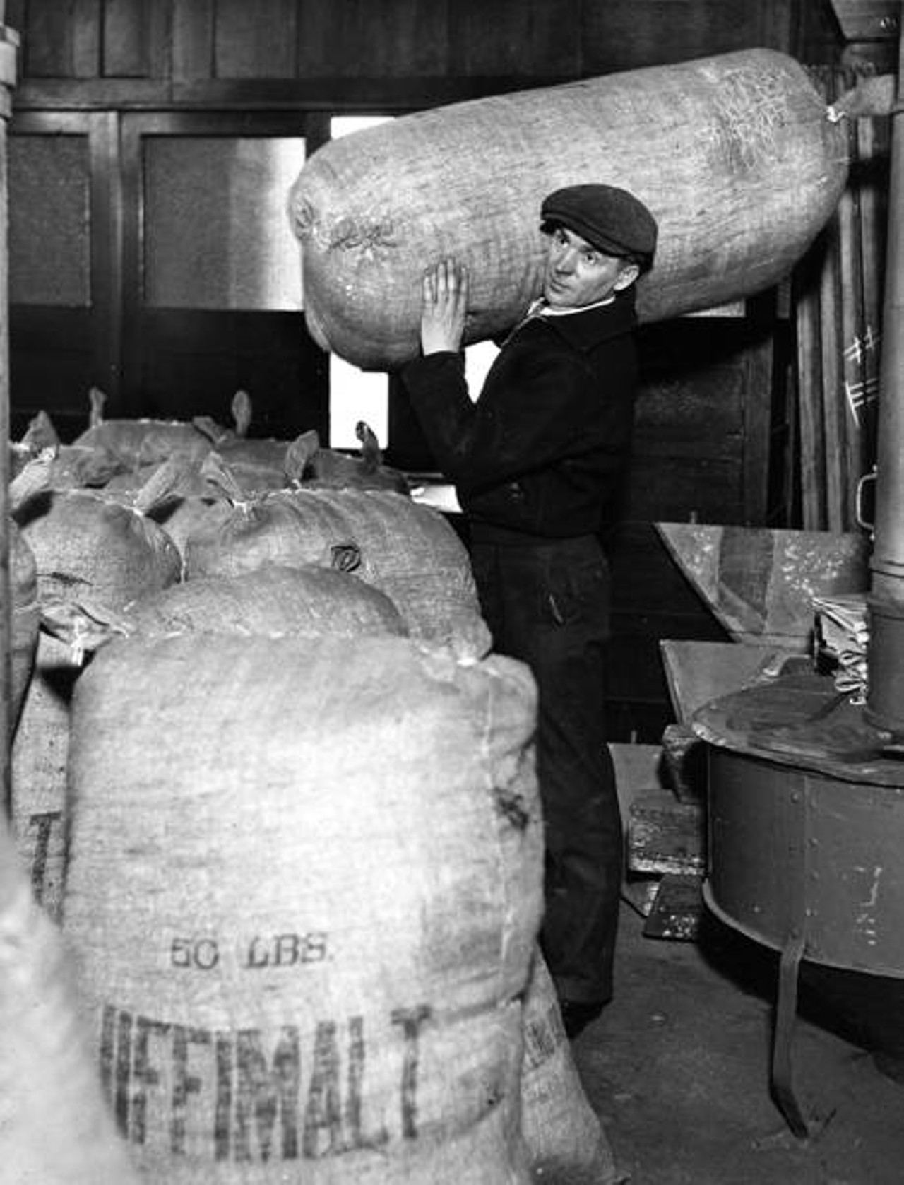  50 Pound Sack of Malted Grain, Pilsener Brewing Company, West 65th and Clark, 1933