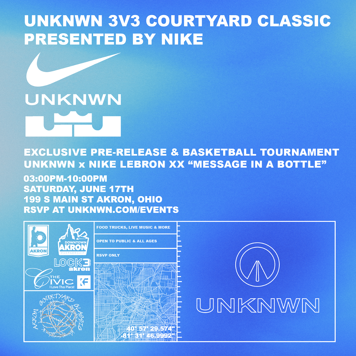 UNKNWN Akron 3v3 Courtyard Classic Basketball Tournament Presented by Nike