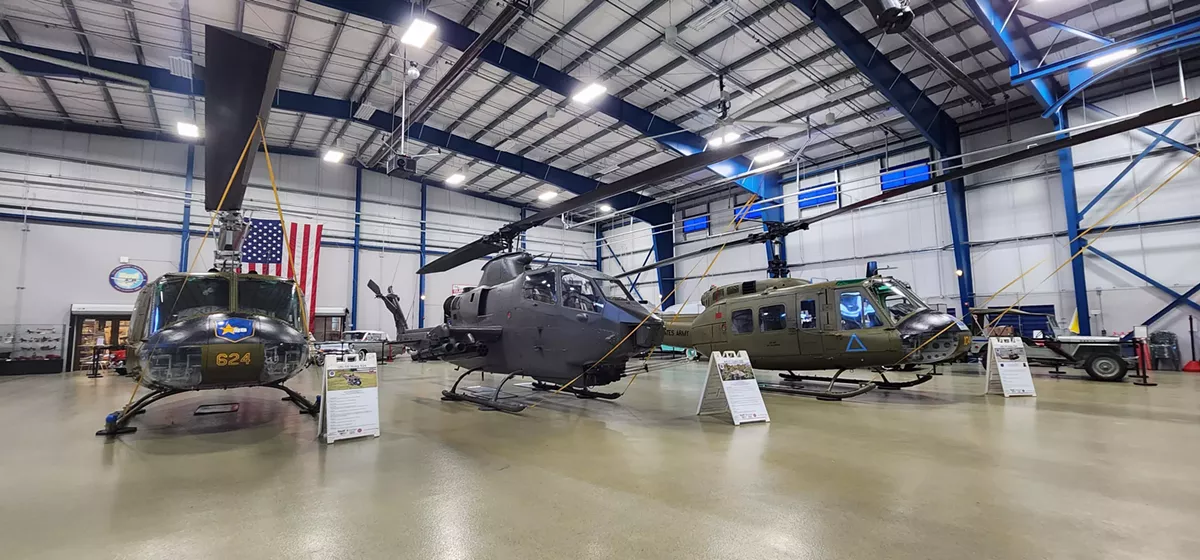 Vietnam Era UH-Iroquois Huey & AH-1 Cobra on display at the Liberty Aviation Museum