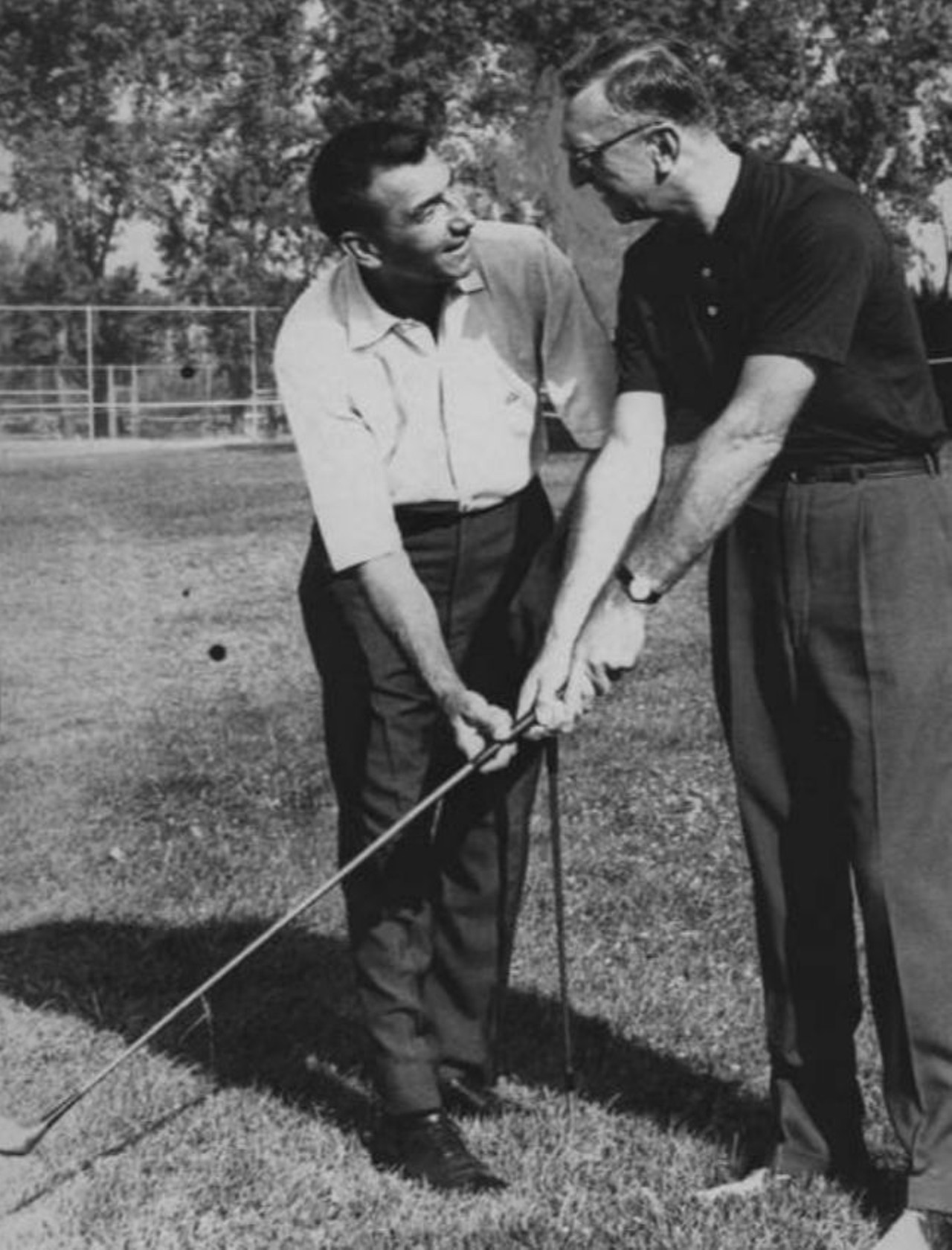 "Orange Village, Ohio: Cleveland Mayor Ralph Locher [right] gets a tip from Ed Furgol, one of the pros participating in the Cleveland Open Pro-Am tournament here today."  --photo caption, 1963.  The tournament was won by the team of amateur Mason Rudolph and pro golfer Jack Nicklaus.