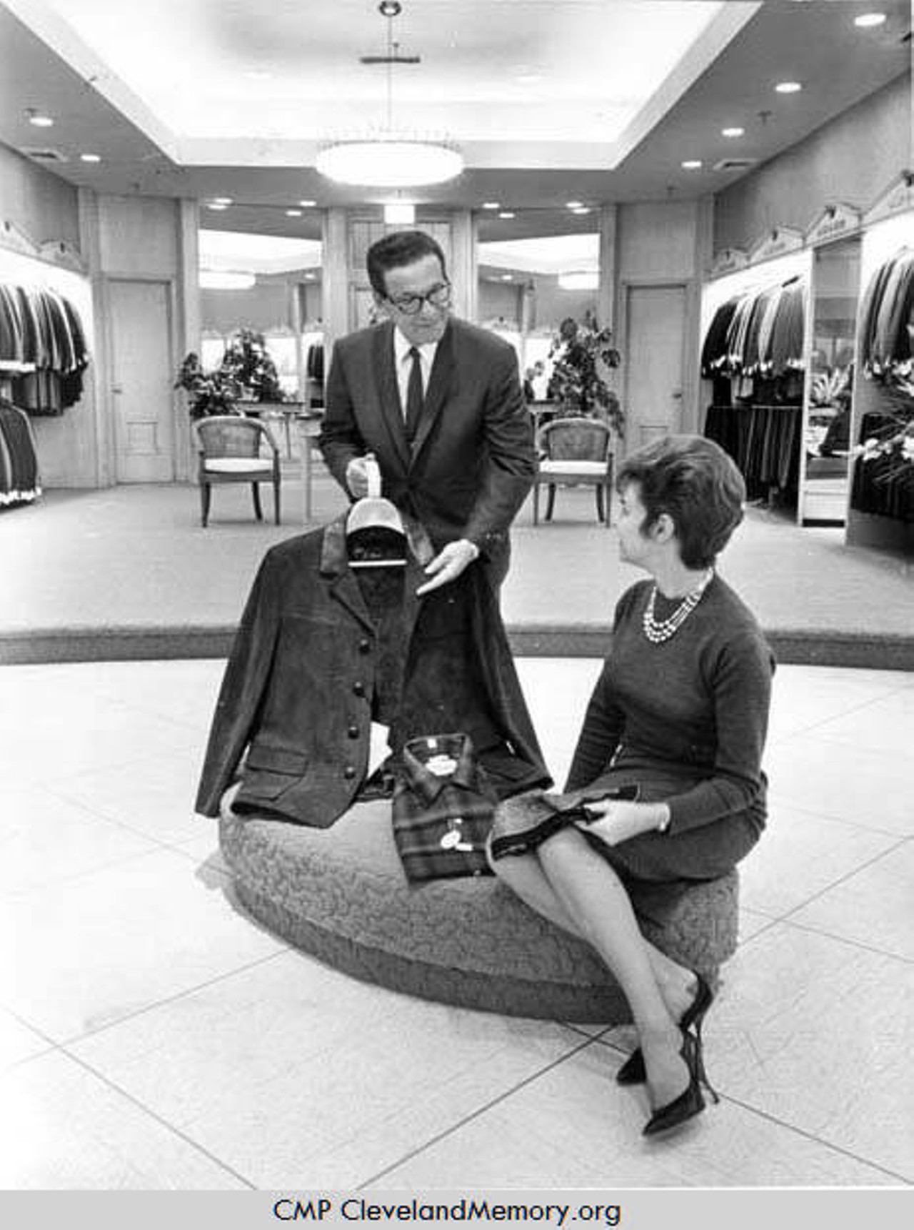''Joe Harris Men's Store Severance Center. Joe Harris & Sally Hitter.'' — photo verso, 1963