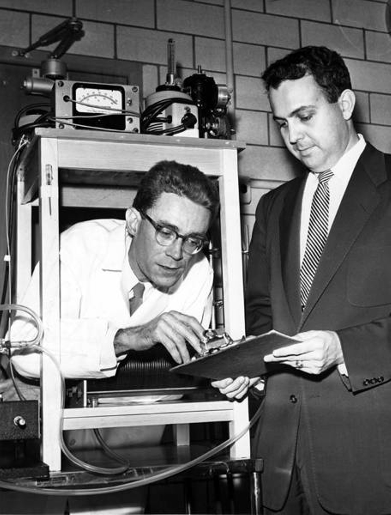  Dr. Frederick Cross and Richard Jones Consult in Heart Labortory, 1956 