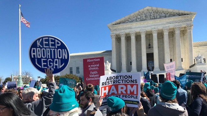Protesters at the Supreme Court in March 2020, when the justices were hearing arguments in June Medical Services LLC v. Russo.